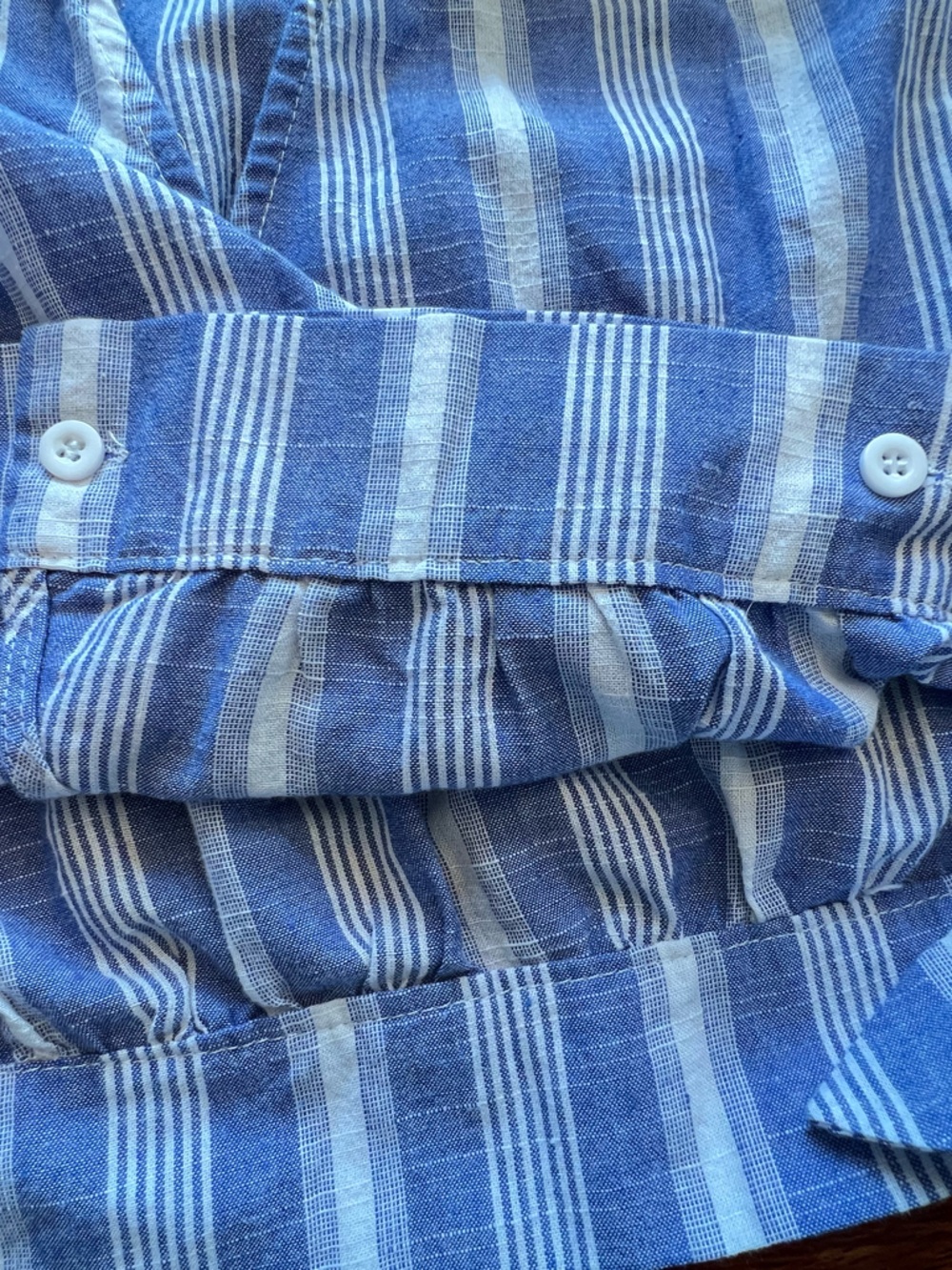 Everly Women's Striped V-Neck  Wrap Blouse Size M Blue White  Preppy Coastal - Picture 10 of 11